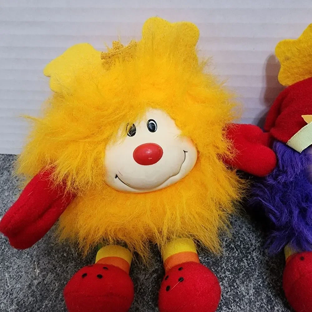 Vintage 83 84 Rainbow Brite Sprites Plush Pair - Yellow Spark & Purple Sprite